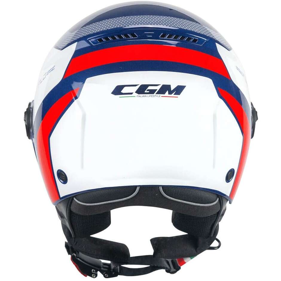 CGM 167D FLO SPORT Jet Motorradhelm Blau Weiß Rot Geformt