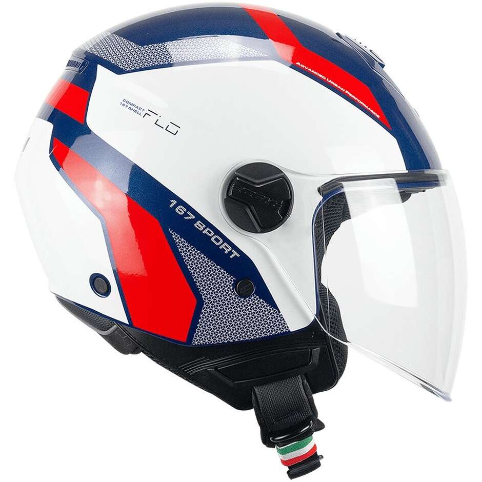 CGM 167D FLO SPORT Motorrad Jethelm Blau Weiß Rot lang