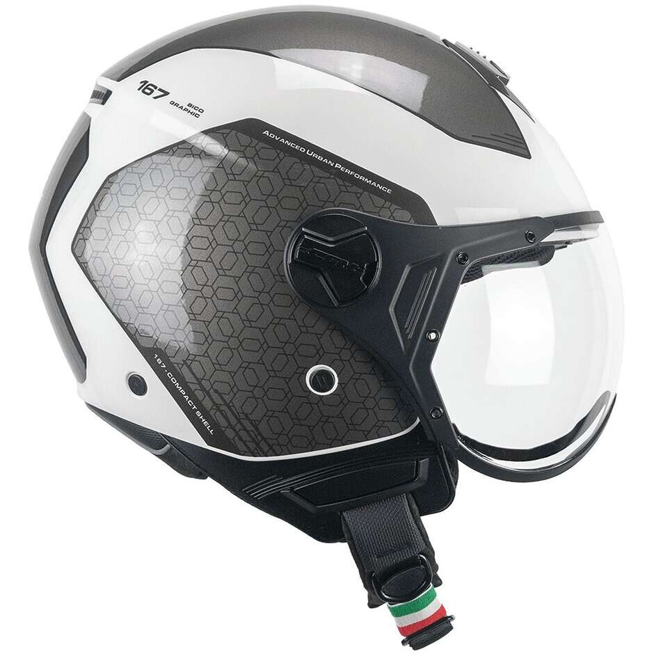 CGM 167L FLO BICO White Grey Jet Motorcycle Helmet Shaped