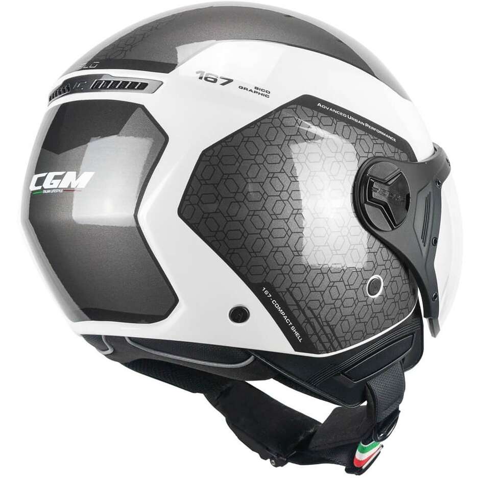 CGM 167L FLO BICO White Grey Jet Motorcycle Helmet Shaped