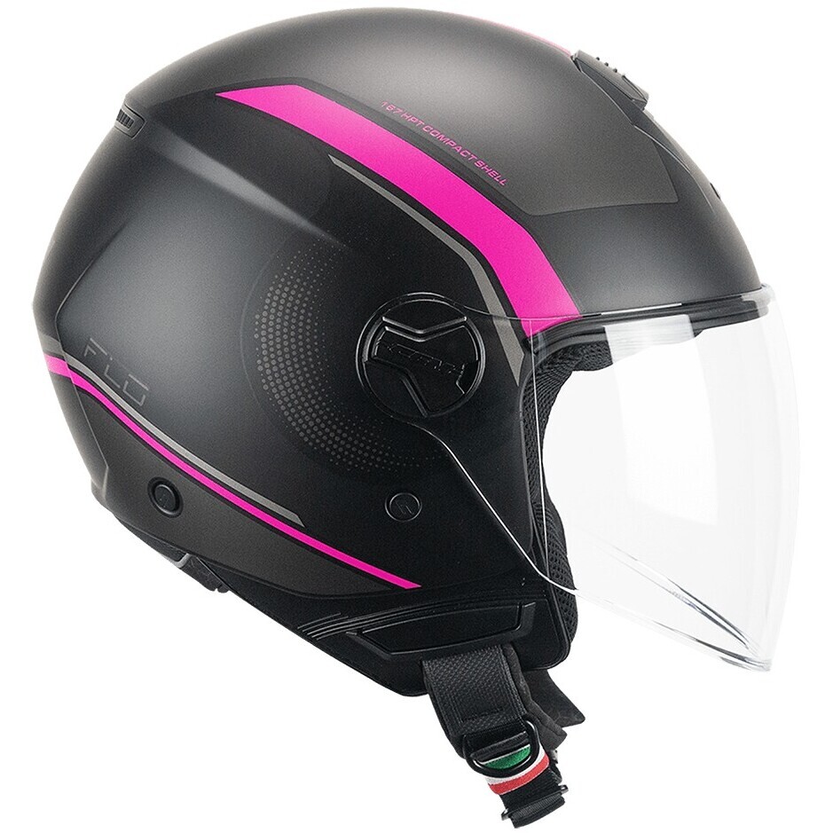 CGM 167M FLO DOT Jet Motorradhelm Lang Matt Fluo Schwarz Fuchsia