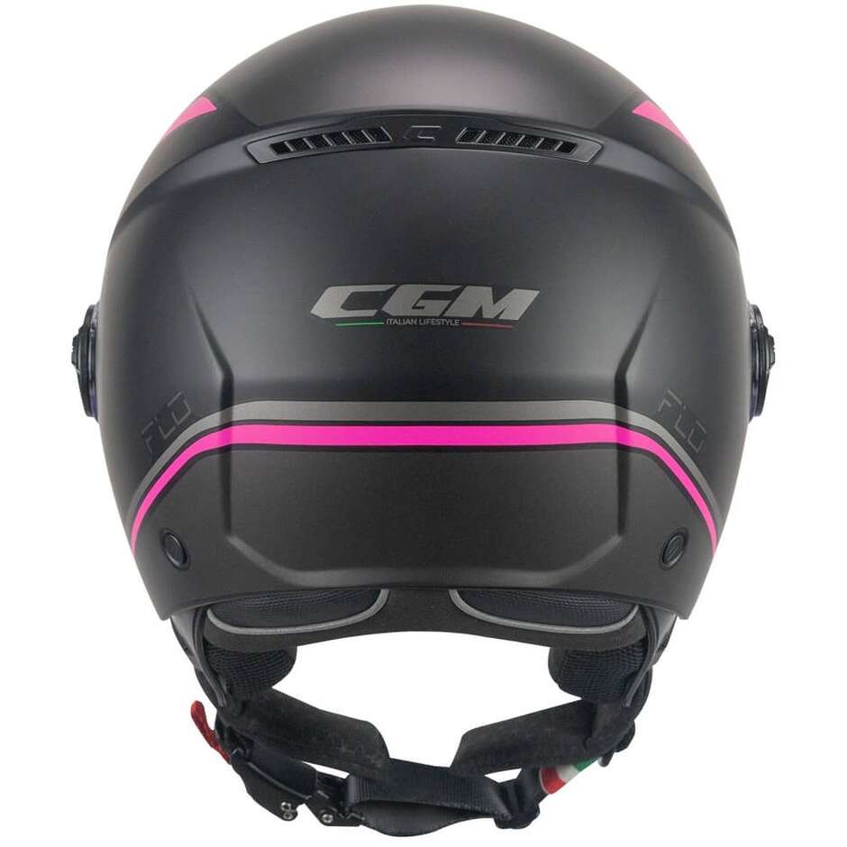 CGM 167M FLO DOT Jet Motorradhelm Lang Matt Fluo Schwarz Fuchsia