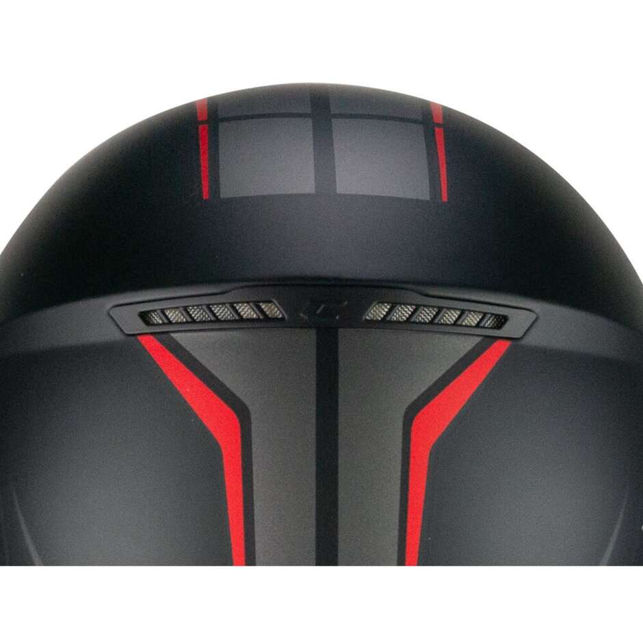 CGM 167X FLO TECH Jet Motorcycle Helmet Black Red Matt - Long Visor