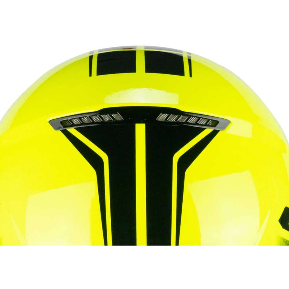 CGM 167X FLO TECH Jet Motorcycle Helmet Yellow Fluo Black - Long Visor