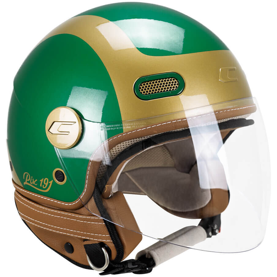 CGM 191G PIX SPRINT Green Gold Long Jet Motorcycle Helmet