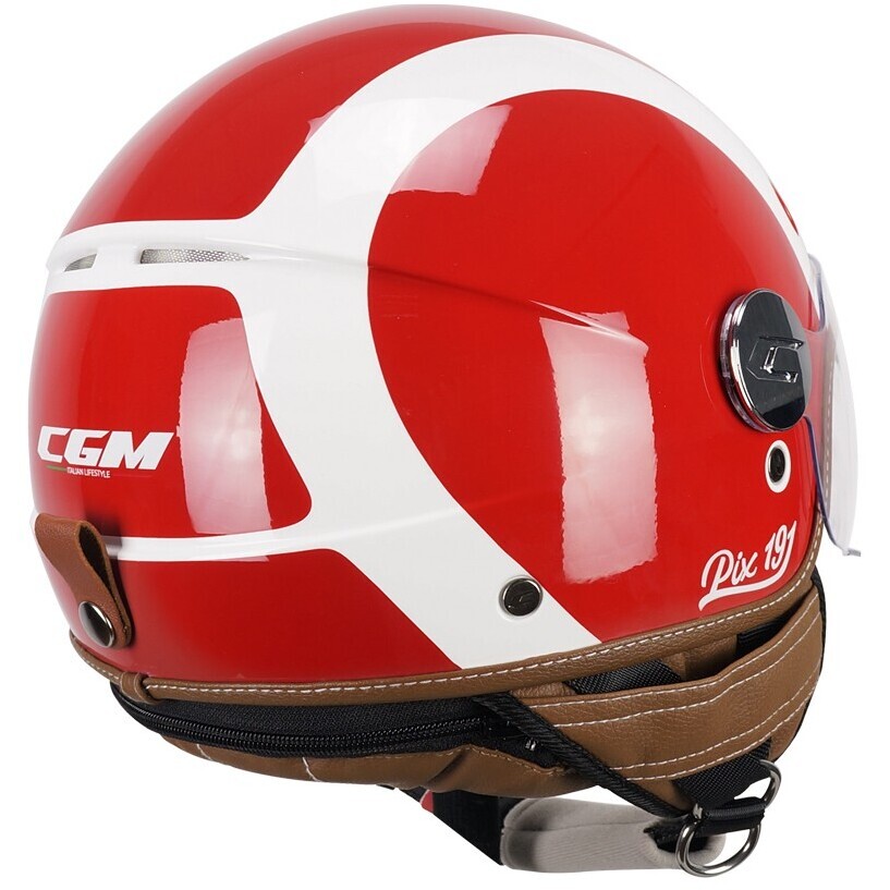CGM 191G PIX SPRINT Rot Weiß geformter Jet-Motorradhelm