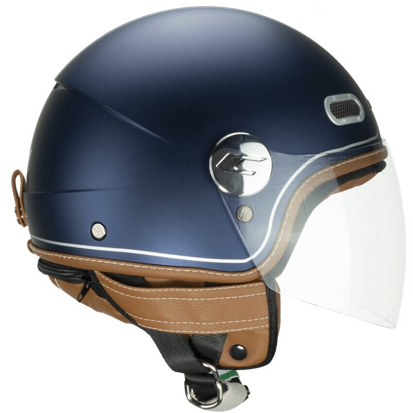 CGM 191V PIX VINTAGE Jet Motorradhelm Blau Silber Satin Lang