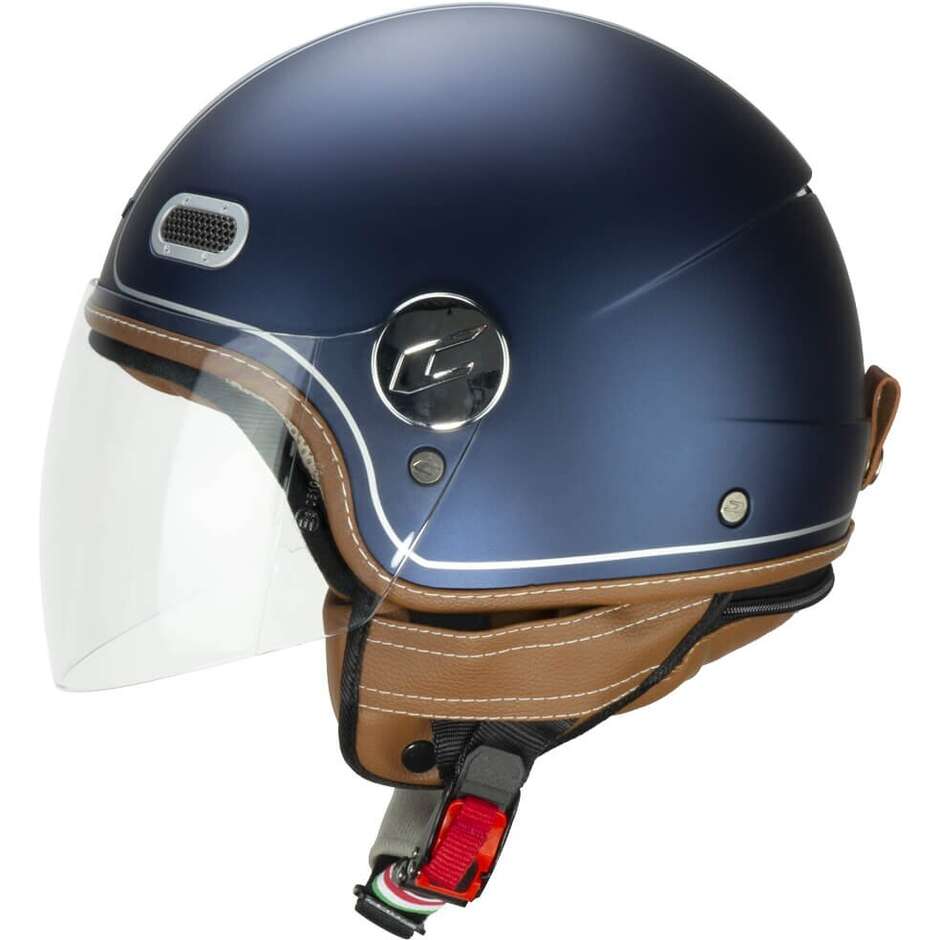 CGM 191V PIX VINTAGE Jet Motorradhelm Blau Silber Satin Lang