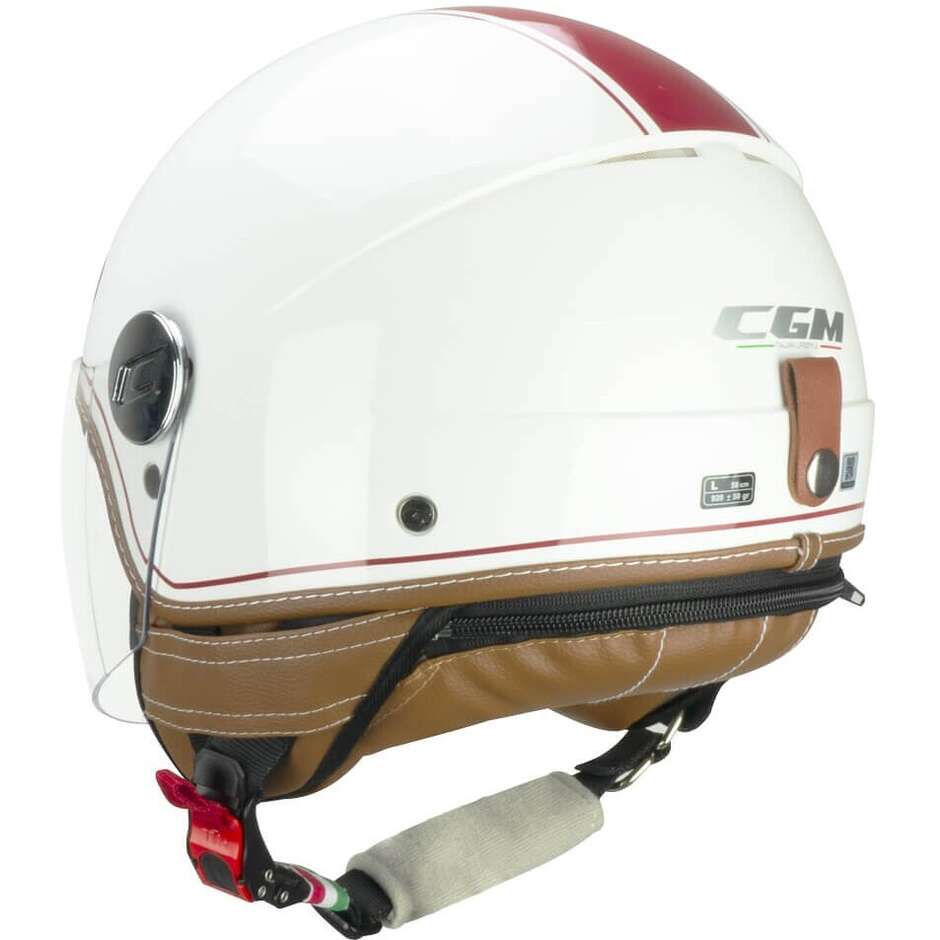 CGM 191V PIX VINTAGE White Bordeaux Long Jet Motorcycle Helmet