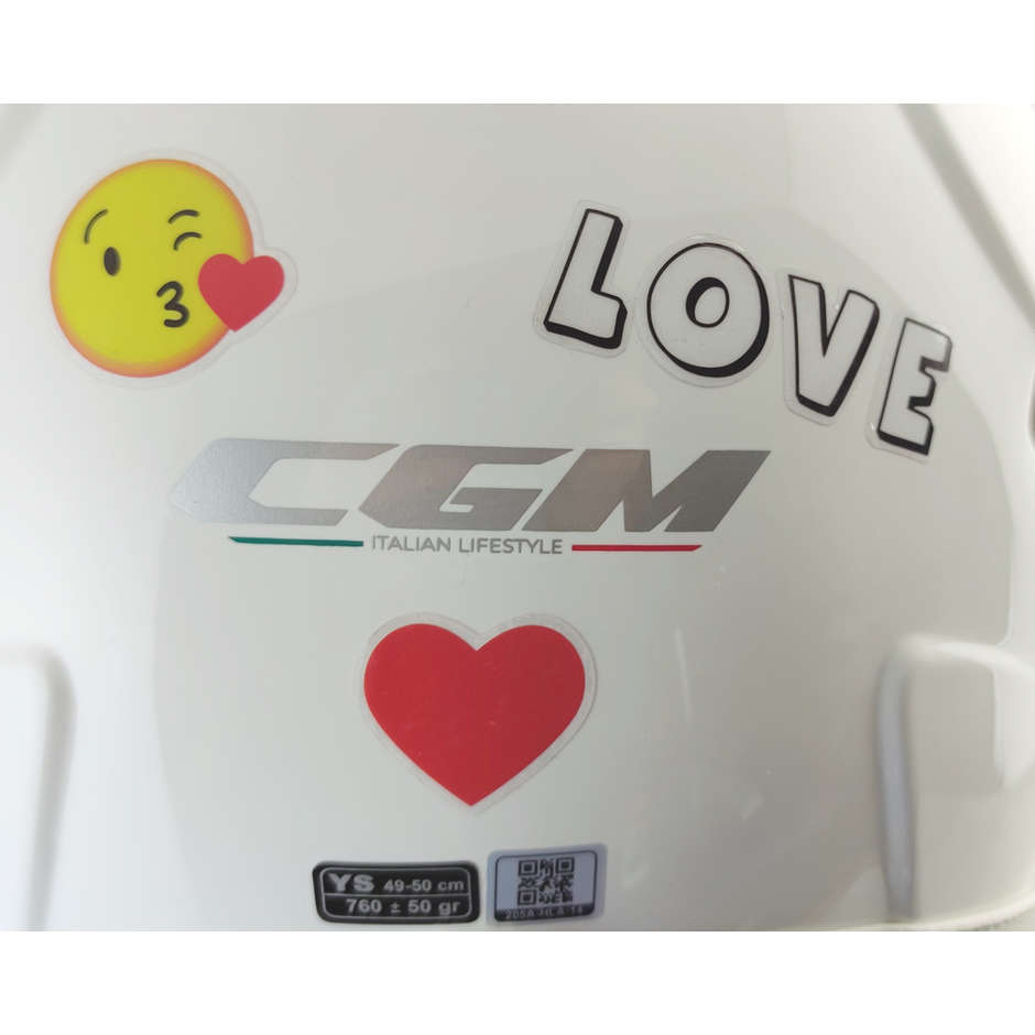 CGM 205s Kindermotorradhelm MAGIC SMILE White Contoured Visier