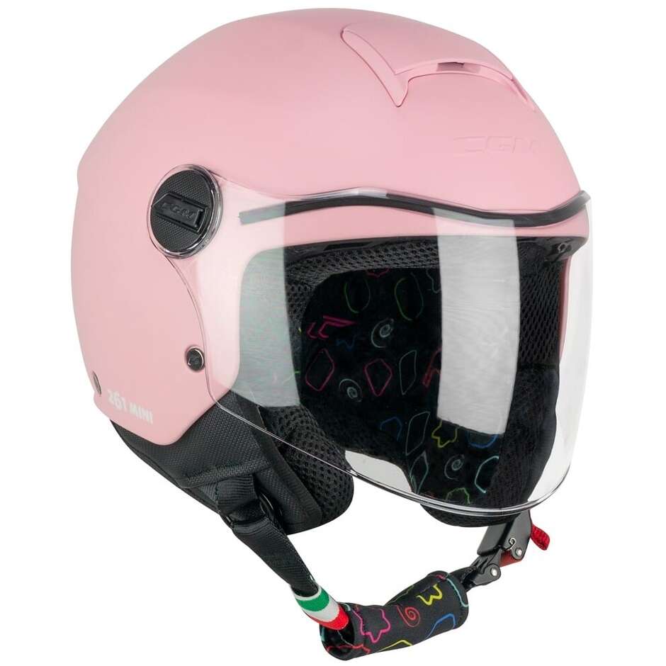 CGM 261a MINI MONO Child Jet Motorcycle Helmet Matt Pink