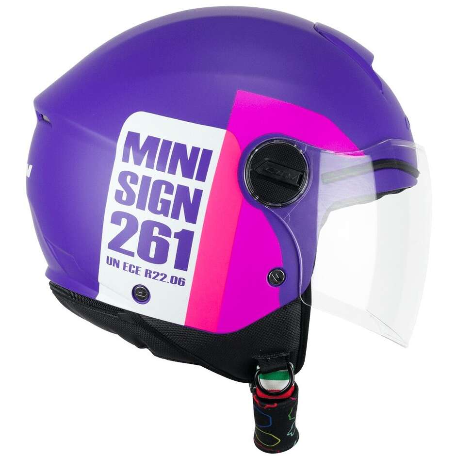 CGM 261a MINI SIGN Child Jet Motorcycle Helmet Purple Pink