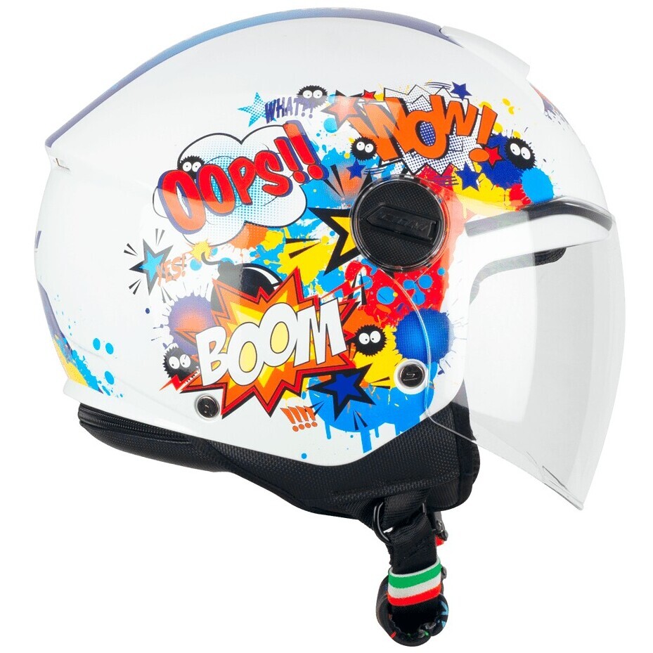 CGM 261g MINI COMICS Child Jet Motorcycle Helmet Blue White