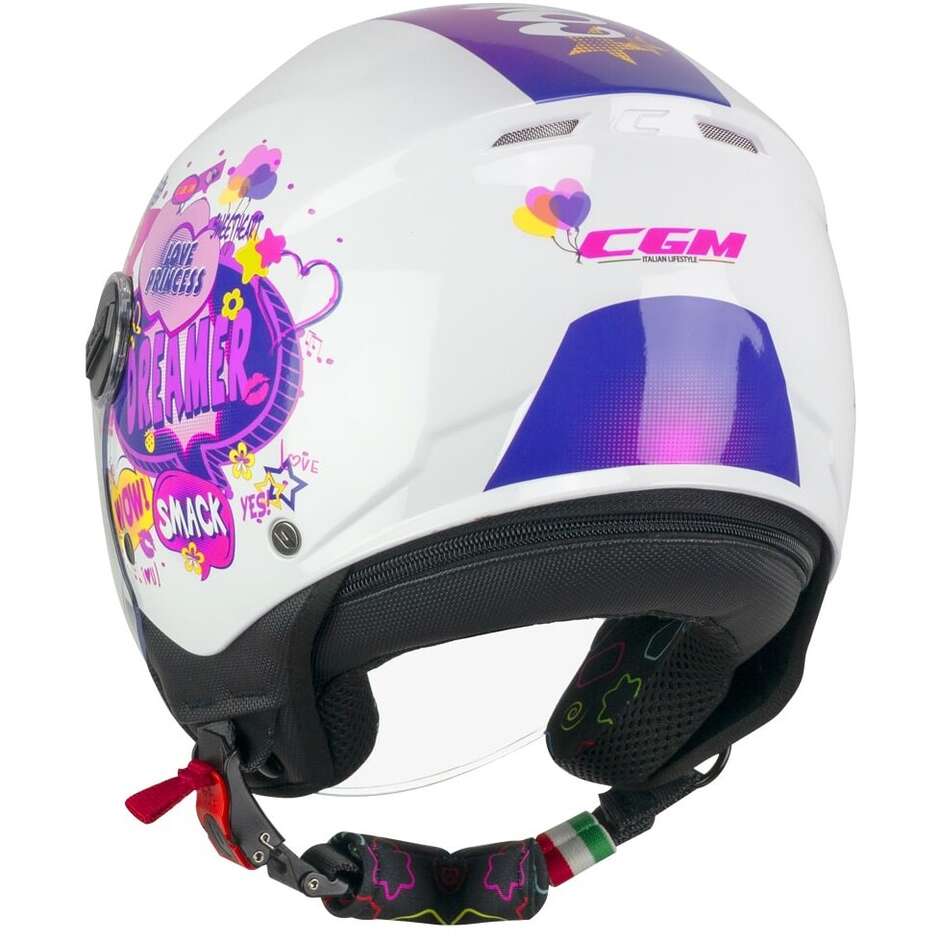 CGM 261g MINI COMICS Child Jet Motorcycle Helmet Fuchsia White