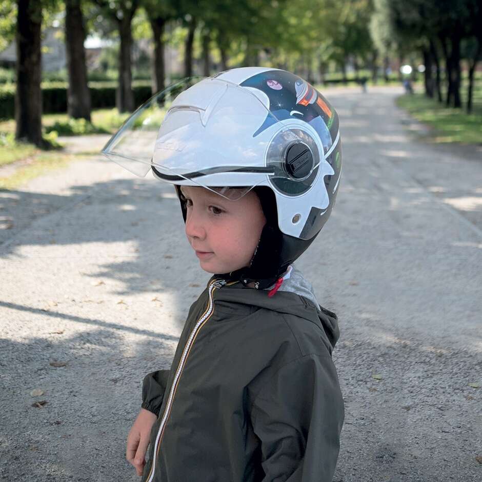 CGM 261S MINI SPACE Kinder-Jet-Motorradhelm Blau Weiß