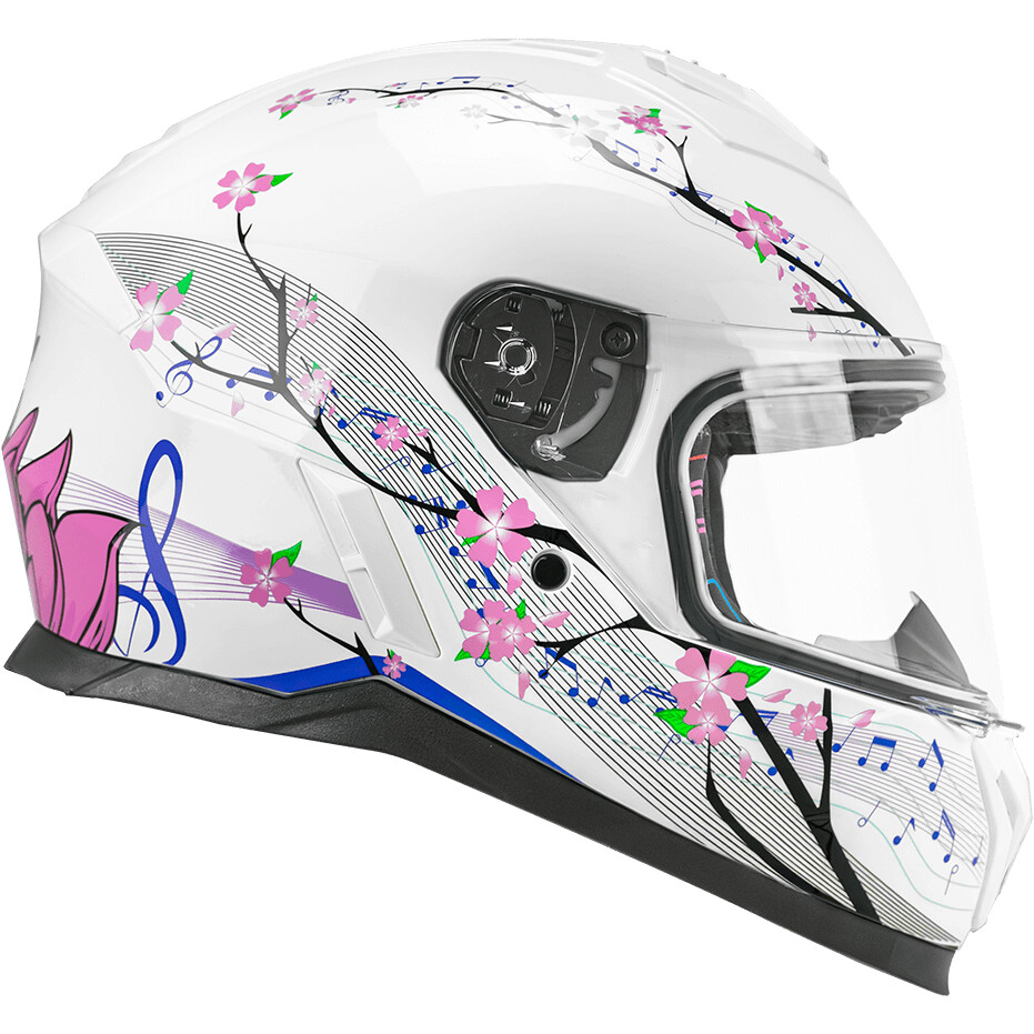 CGM 265M MICRO MUSIC Kids Full Face Motorcycle Helmet White Pink