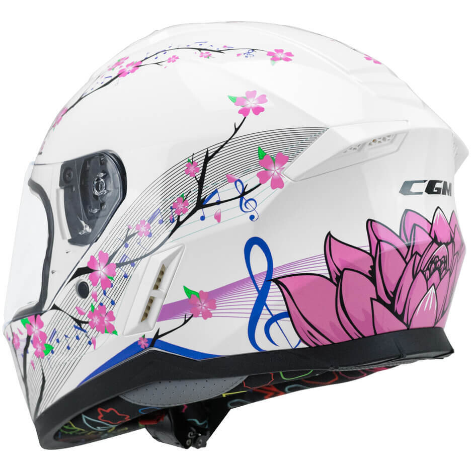 CGM 265M MICRO MUSIC Kids Full Face Motorcycle Helmet White Pink