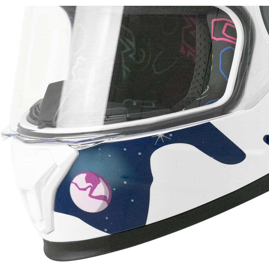 CGM 265S MICRO SPACE Full Face Motorcycle Helmet for Kids, Blue and White