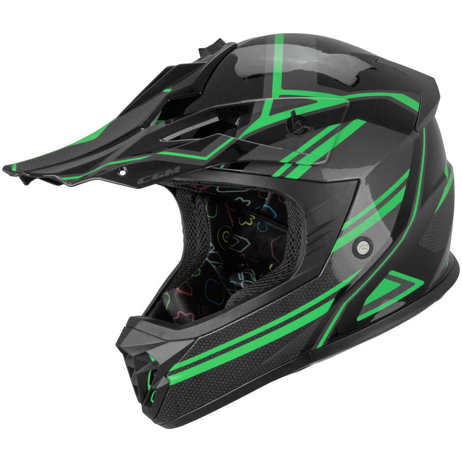 CGM 267G DIRT-X FURY Kids Cross Motorcycle Helmet Black Grey Green