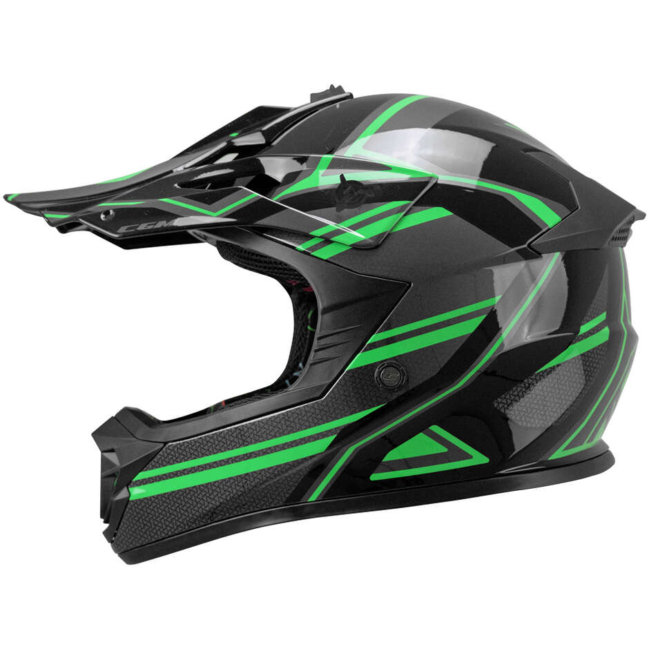 CGM 267G DIRT-X FURY Kids Cross Motorcycle Helmet Black Grey Green
