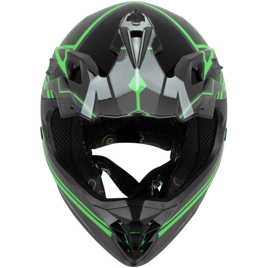 CGM 267G DIRT-X FURY Kids Cross Motorcycle Helmet Black Grey Green