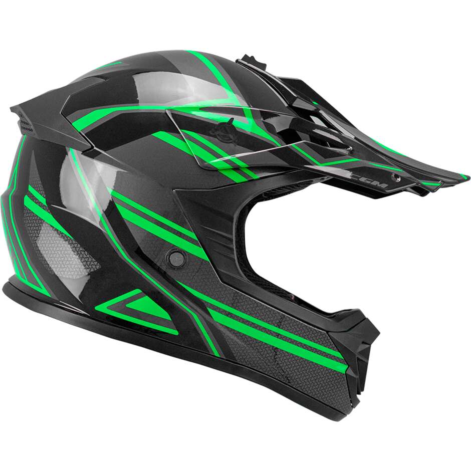 CGM 267G DIRT-X FURY Kids Cross Motorcycle Helmet Black Grey Green