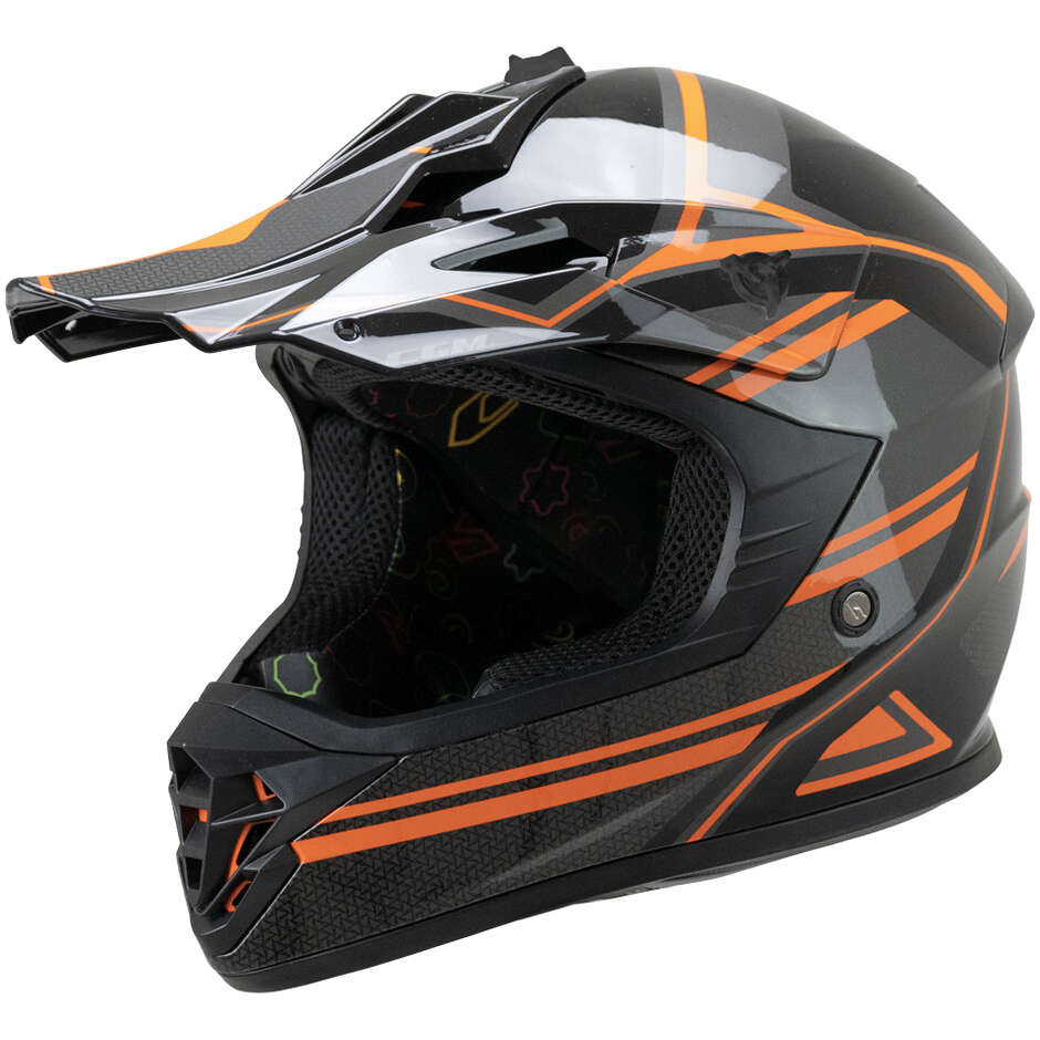 CGM 267G DIRT-X FURY Kids Cross Motorcycle Helmet Black Grey Orange
