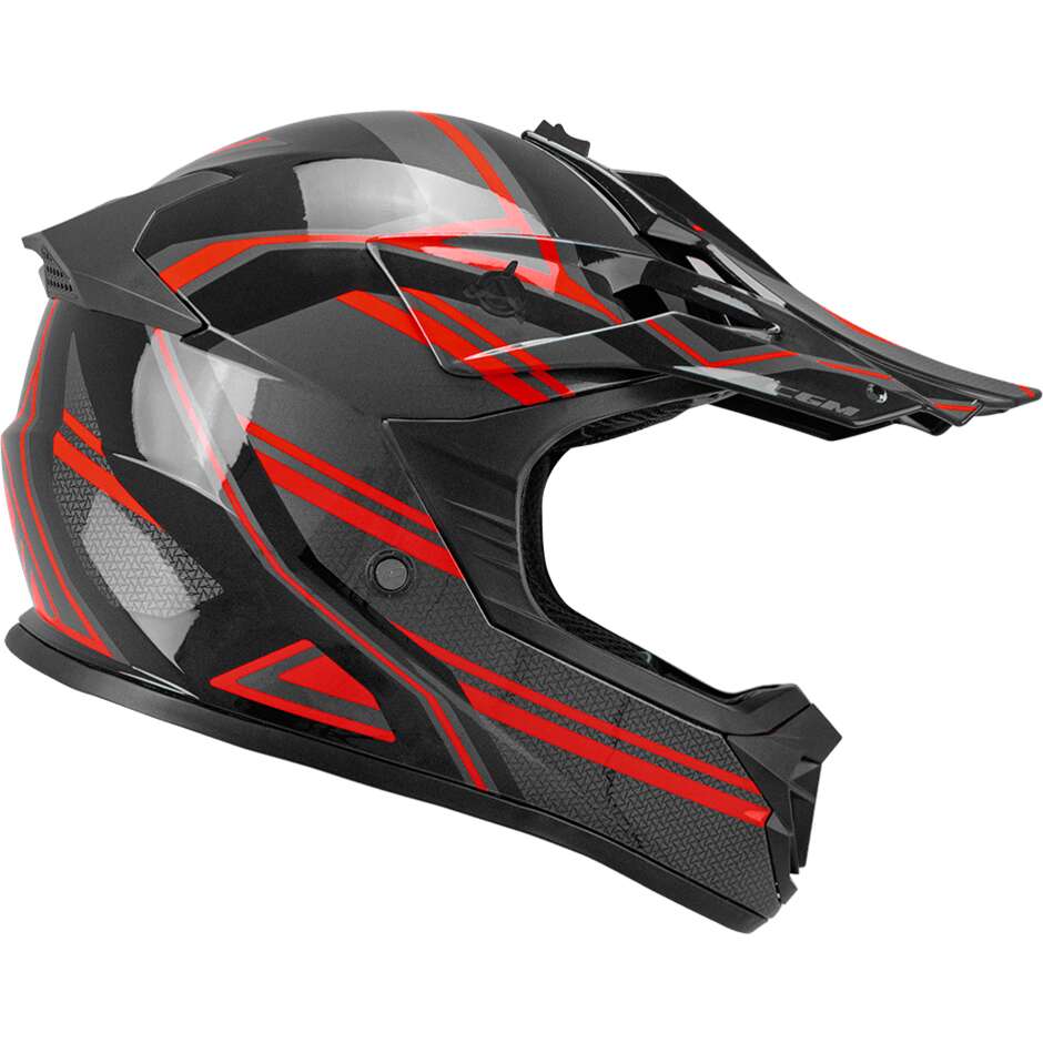 CGM 267G DIRT-X FURY Kids Cross Motorcycle Helmet Black Grey Red