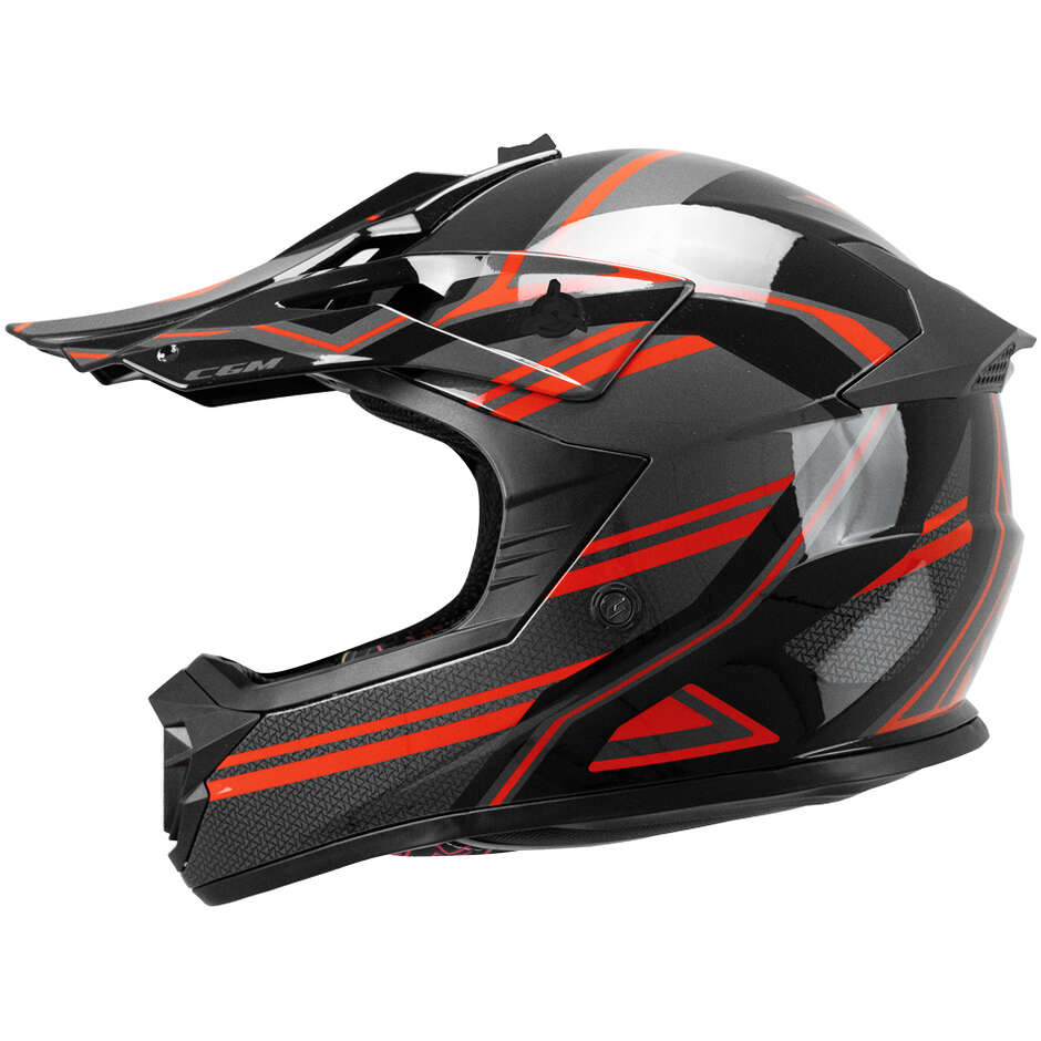 CGM 267G DIRT-X FURY Kids Cross Motorcycle Helmet Black Grey Red