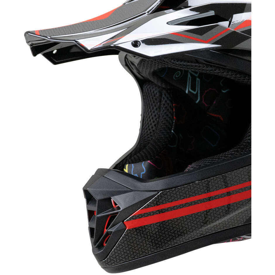 CGM 267G DIRT-X FURY Kids Cross Motorcycle Helmet Black Grey Red