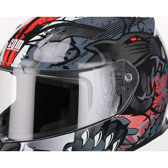 CGM 307S PANTHER Integral Motorcycle Helmet Red Gray