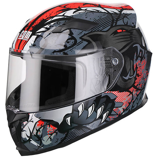 CGM 307S PANTHER Integral Motorcycle Helmet Red Gray