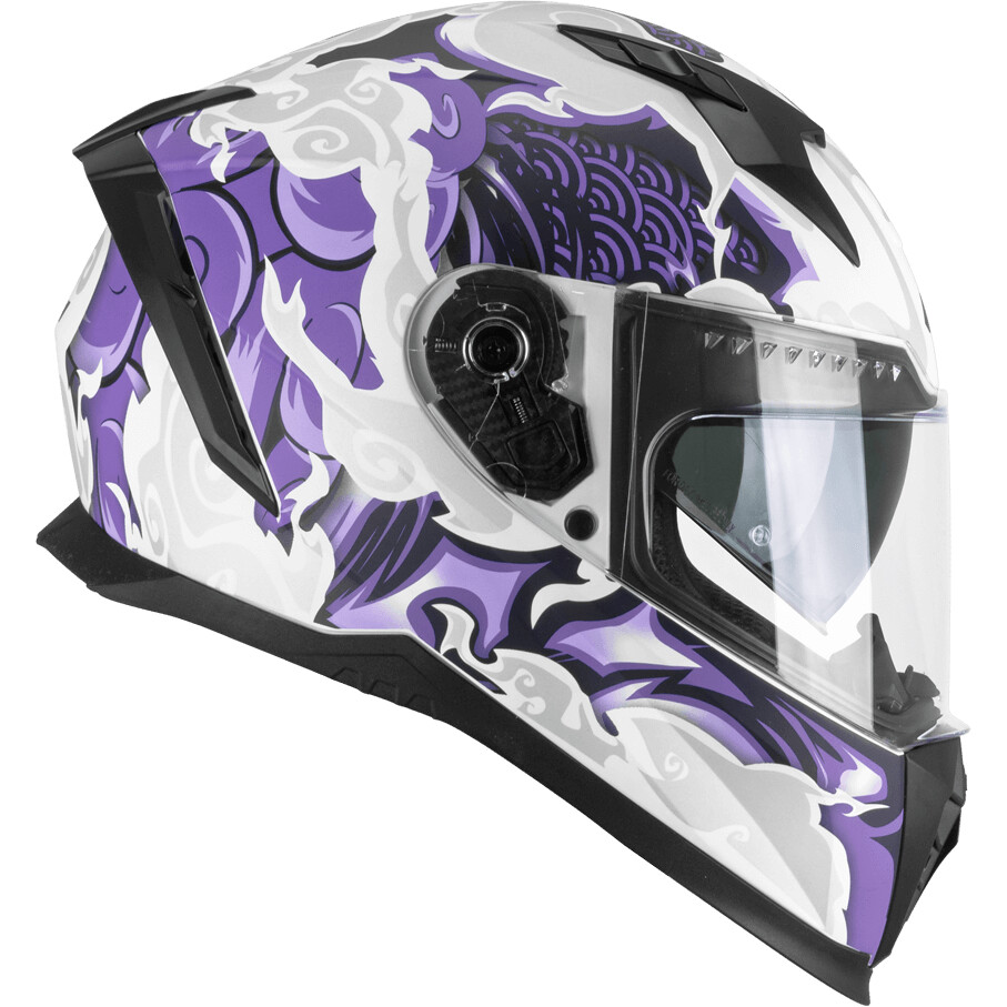 CGM 311F BLAST CLOUD Integralhelm für Motorräder, Mattweiß/Lila