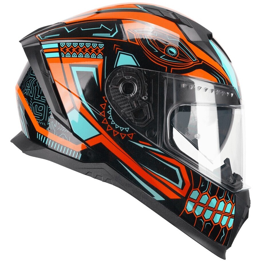 CGM 311M BLAST MAYA Full Face Motorcycle Helmet Black Orange Light Blue