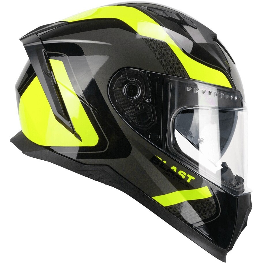 CGM 311R BLAST RACE Integraler Motorradhelm Schwarz Fluo Gelb