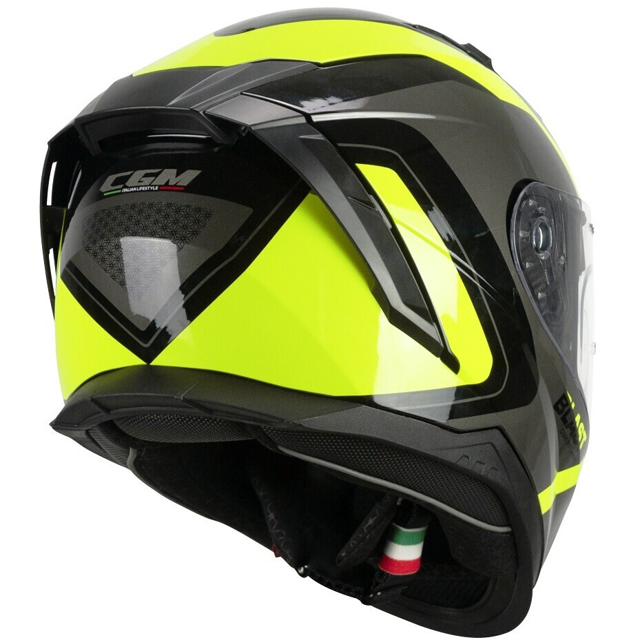 CGM 311R BLAST RACE Integraler Motorradhelm Schwarz Fluo Gelb