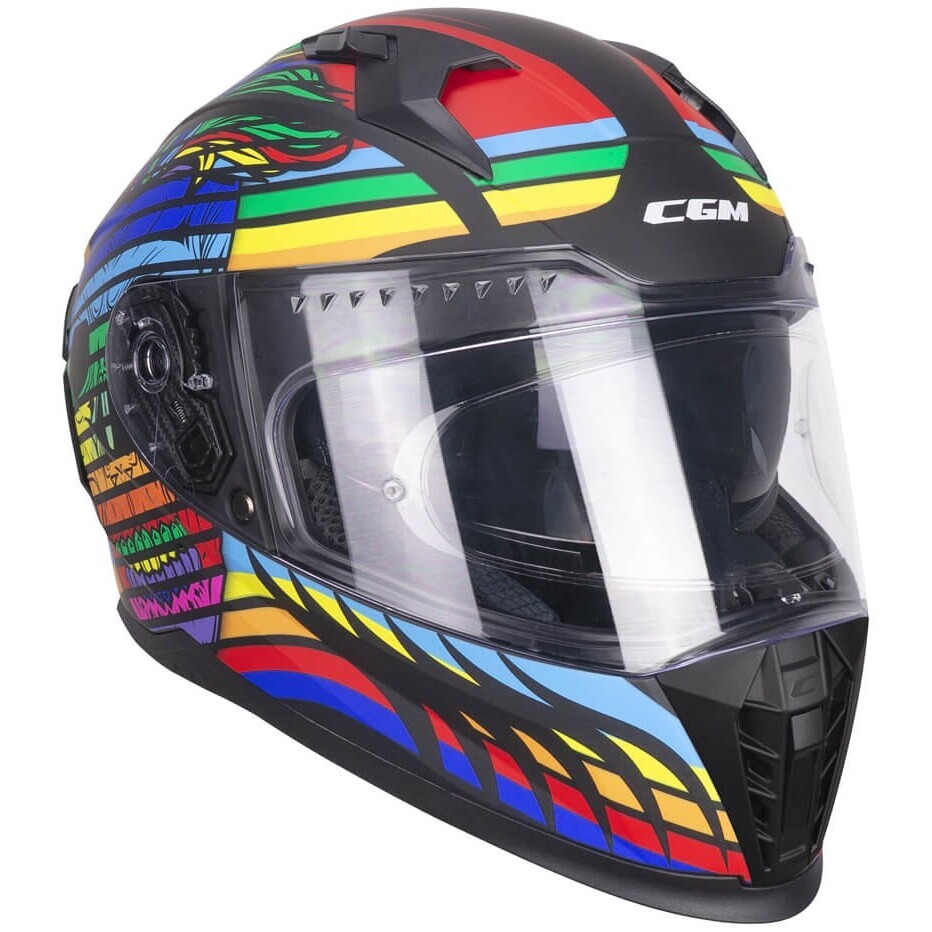 CGM 311X BLAST SKULL Full Face Motorcycle Helmet Black Blue Red matt