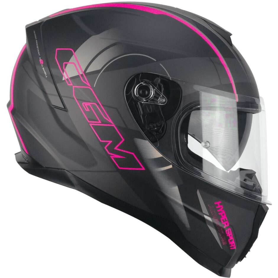 CGM 321G ATOM SPORT Integral Motorcycle Helmet Black Fuchsia fluo matt