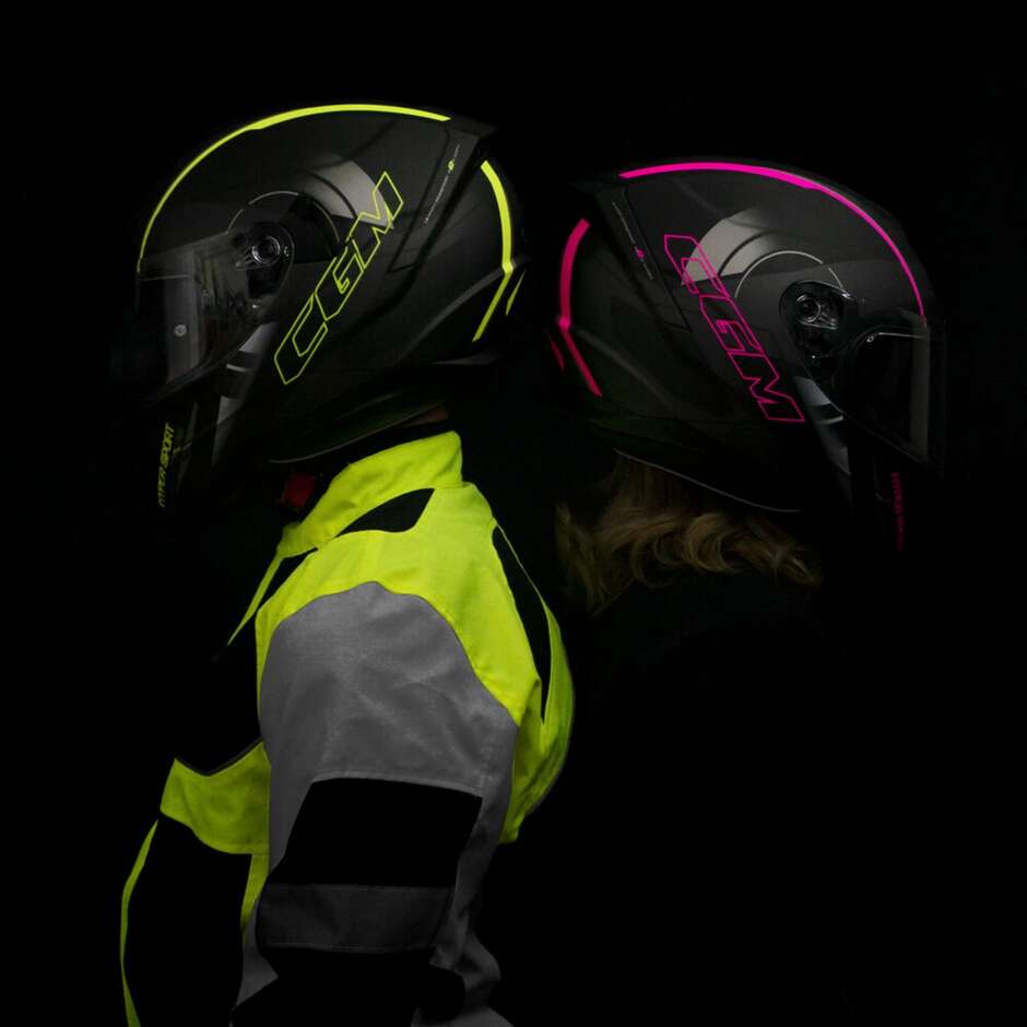 CGM 321G ATOM SPORT Integral Motorcycle Helmet Black Fuchsia fluo matt