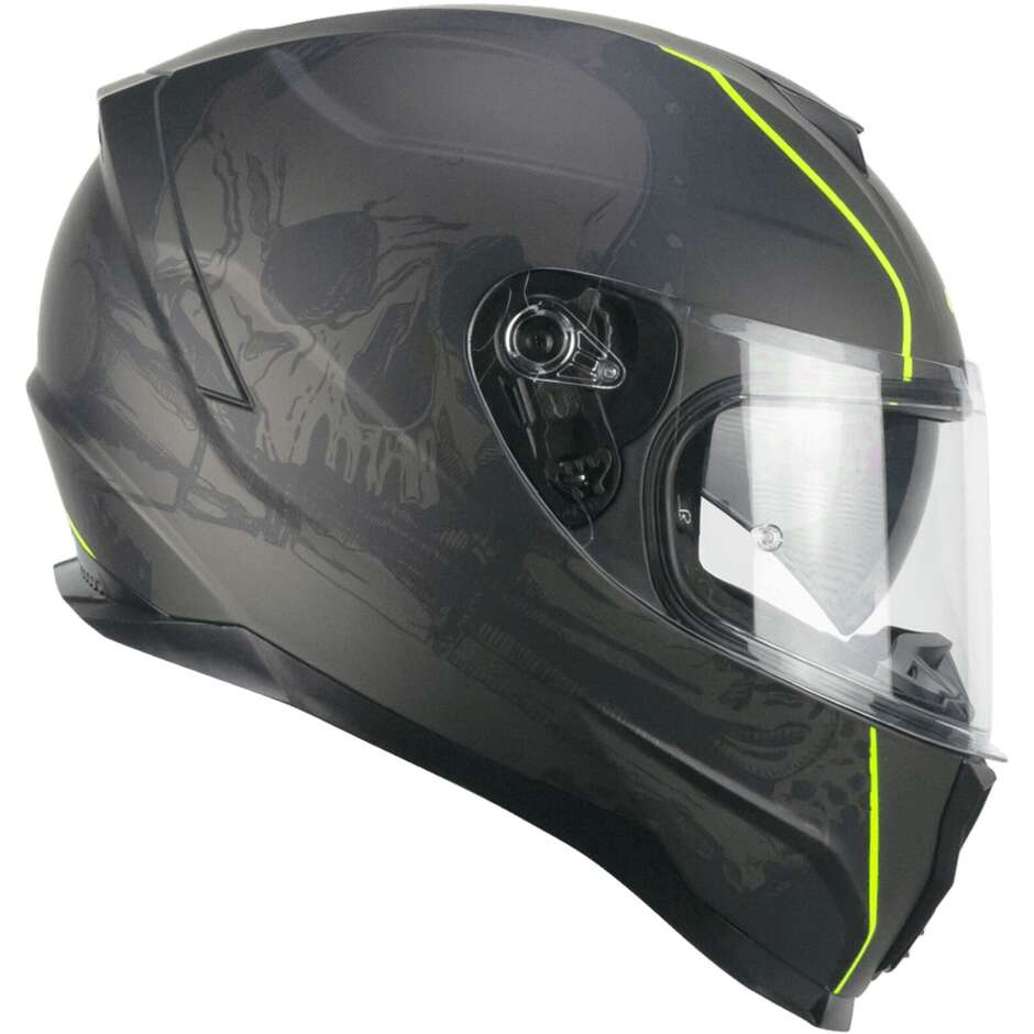 CGM 321S ATOM SKULL Integral Motorcycle Helmet Black Matt Fluo Yellow