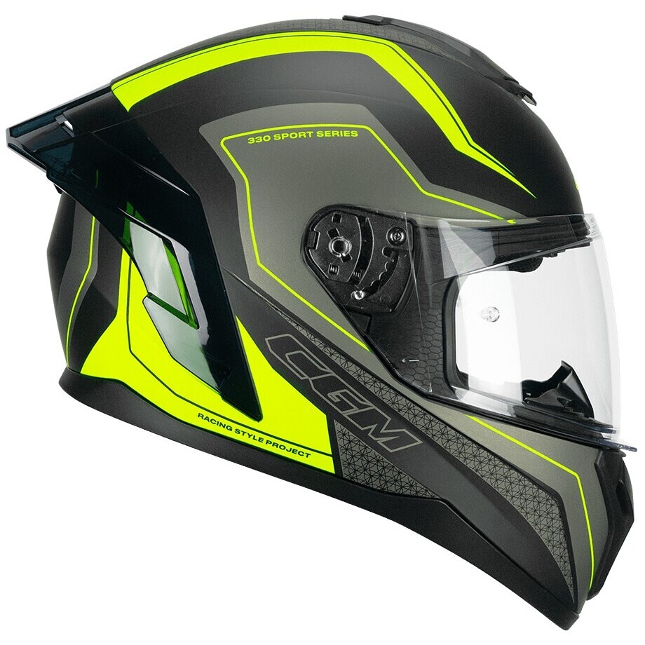 CGM 330G RIOT SPORT Integral-Motorradhelm Schwarz Matt Fluo Gelb
