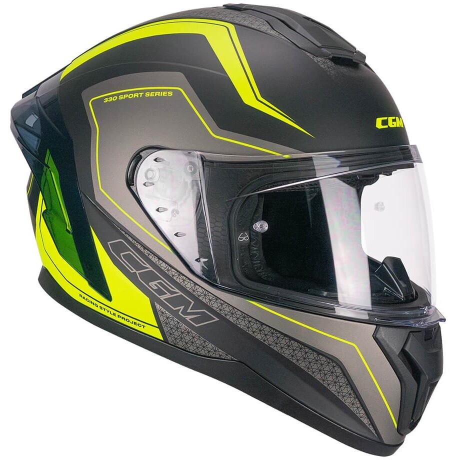 CGM 330G RIOT SPORT Integral-Motorradhelm Schwarz Matt Fluo Gelb