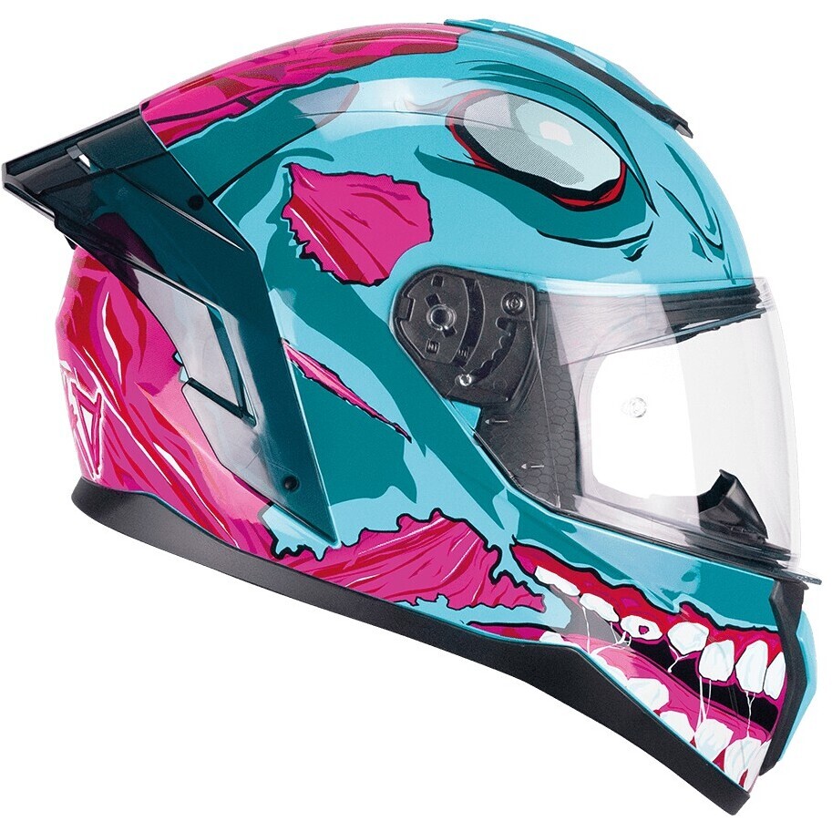 CGM 330U RIOT UNDEAD Integral-Motorradhelm Blau Rosa