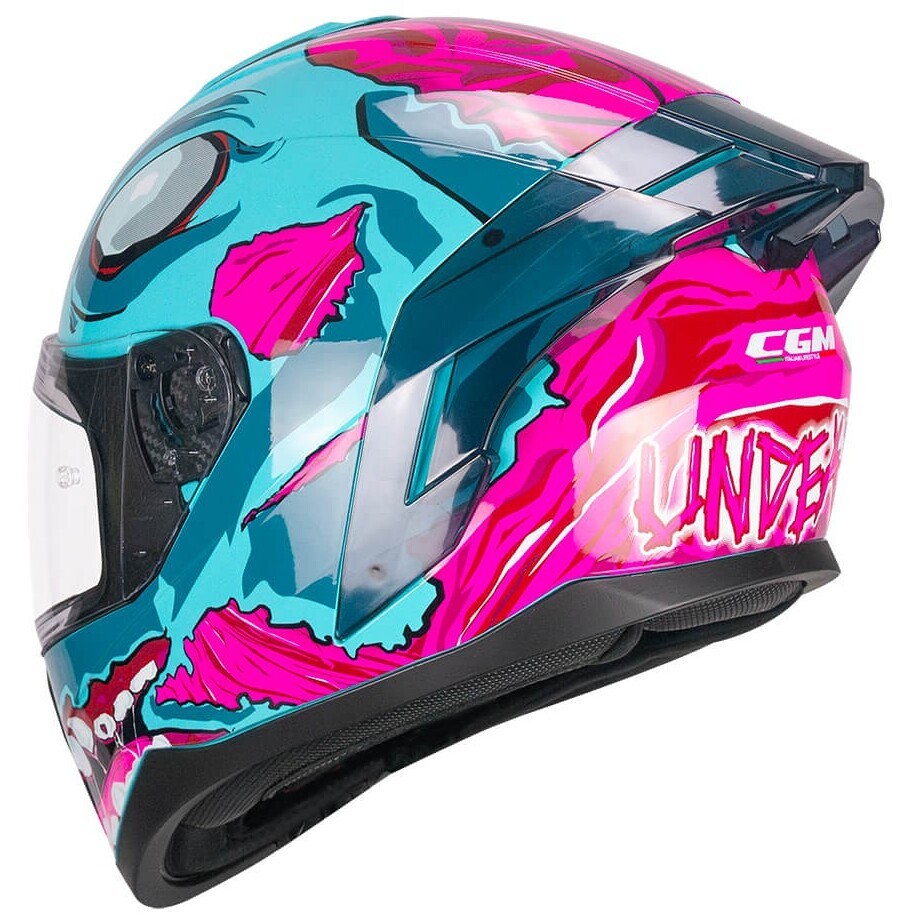 CGM 330U RIOT UNDEAD Integral-Motorradhelm Blau Rosa