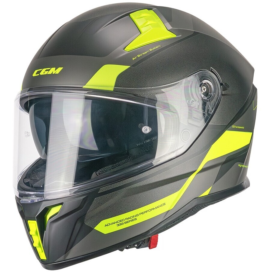 CGM 333G ONYX SPORT Full Face Motorcycle Helmet Black Fluorescent Yellow Matt