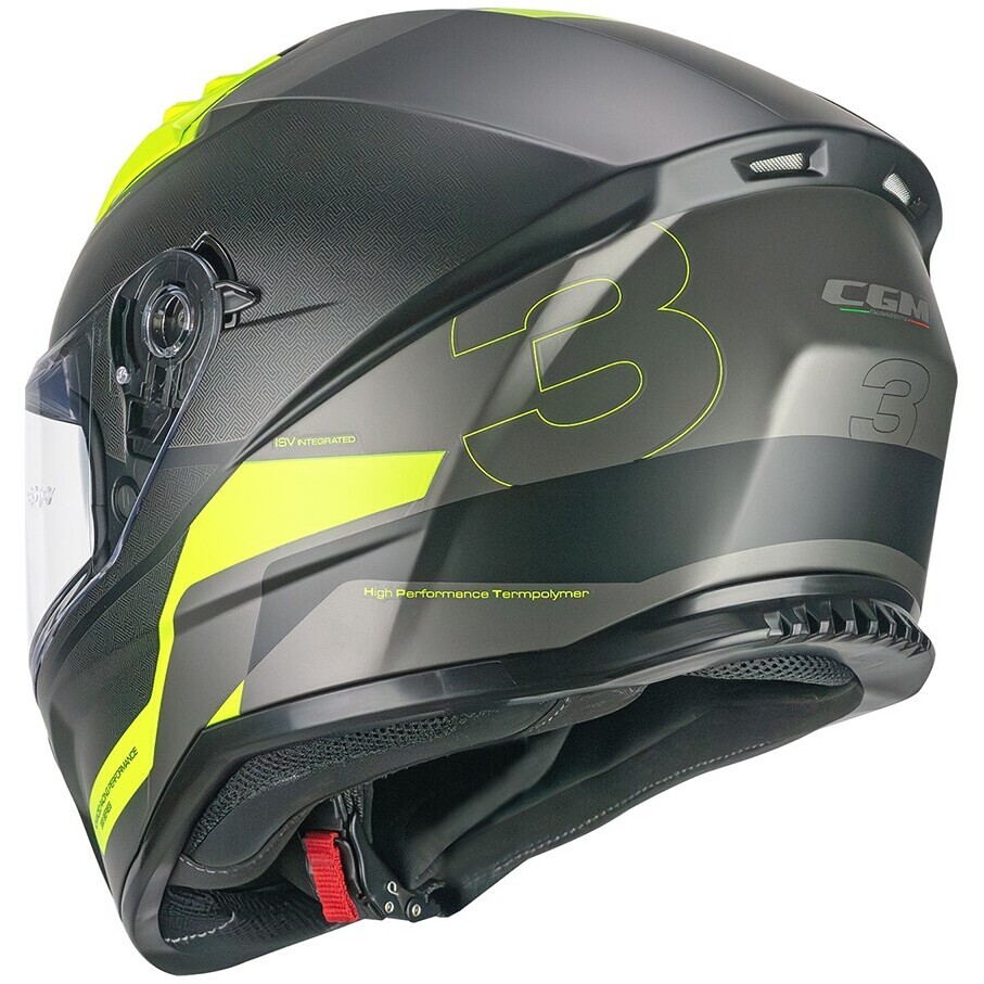 CGM 333G ONYX SPORT Full Face Motorcycle Helmet Black Fluorescent Yellow Matt