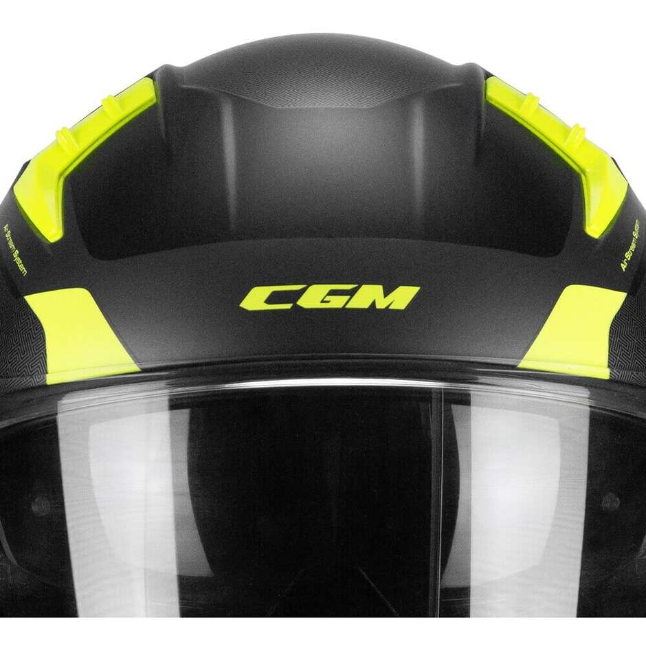 CGM 333G ONYX SPORT Full Face Motorcycle Helmet Black Fluorescent Yellow Matt