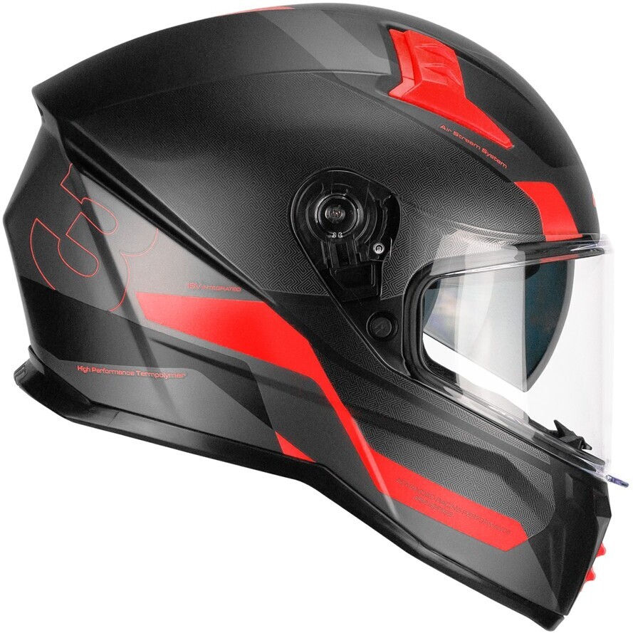 CGM 333G ONYX SPORT Full Face Motorcycle Helmet Black Red Matt