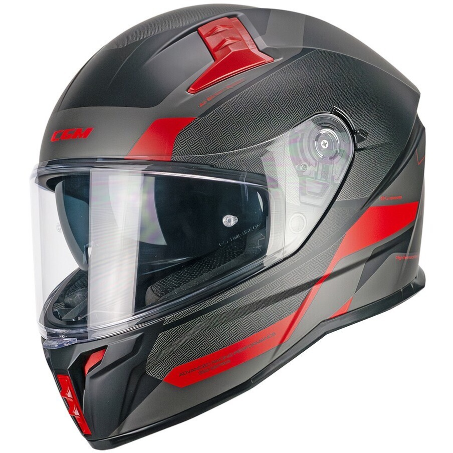 CGM 333G ONYX SPORT Full Face Motorcycle Helmet Black Red Matt