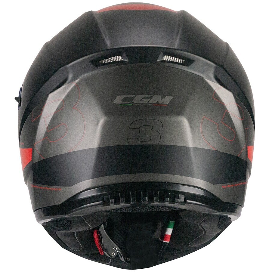 CGM 333G ONYX SPORT Full Face Motorcycle Helmet Black Red Matt